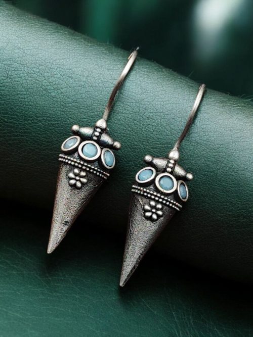 Antique Look Earrings | Silver Replica Jewelry | Oxidized Hook Earring For Girls