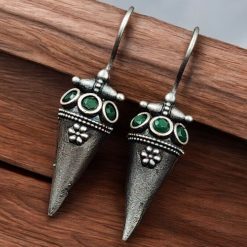 Antique Look Earrings | Silver Replica Jewelry | Oxidized Hook Earring For Girls