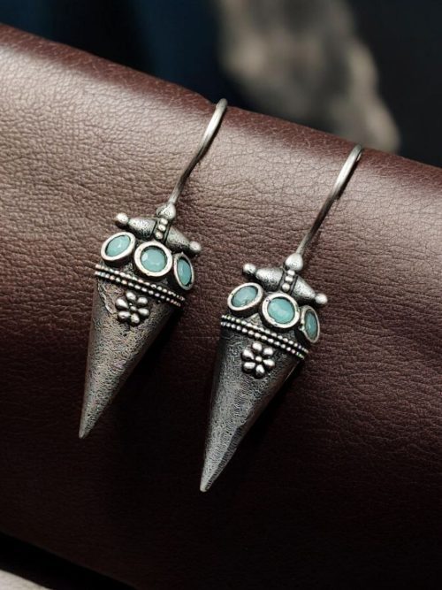 Antique Look Earrings | Silver Replica Jewelry | Oxidized Hook Earring For Girls