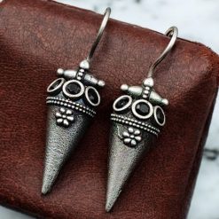 Antique Look Earrings | Silver Replica Jewelry | Oxidized Hook Earring For Girls