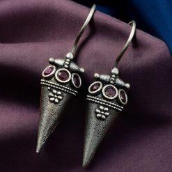 Antique Look Earrings | Silver Replica Jewelry | Oxidized Hook Earring For Girls