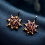 Silver Replica hand-Painting Earrings | Best Oxidized Antique Design Hook Earring - "Red"