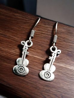 Oxidised Guitar Earrings | Designer German Silver Casual-wear Jewelry