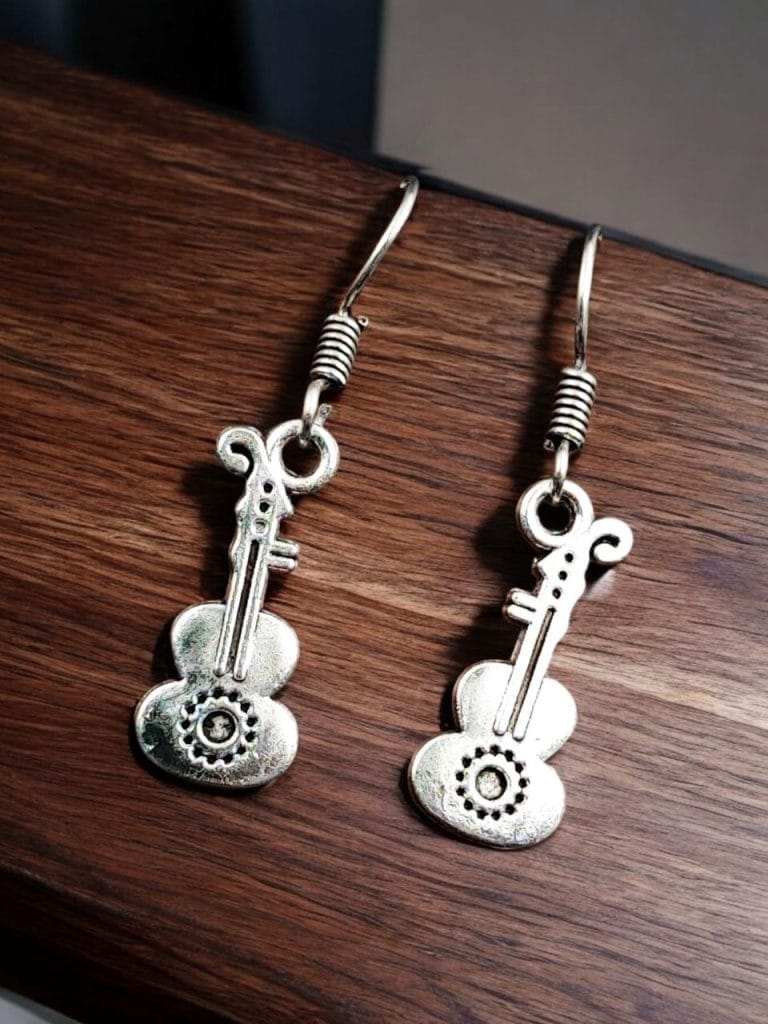 Bulk 918 Oxidised Guitar Earrings | Best Designer German Silver Casual-wear Jewelry