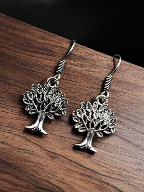 Designer Tree Earrings | Oxidised Daily wear Hook Jewelry For Girls