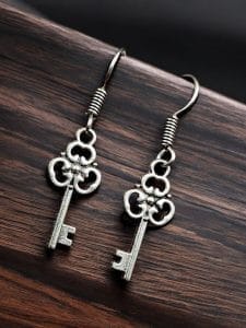 Oxidised Light Weight Designer Key Earrings For Girls