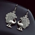 Oxidized Peacock Earrings | Adorable German Silver Hook Jewelry