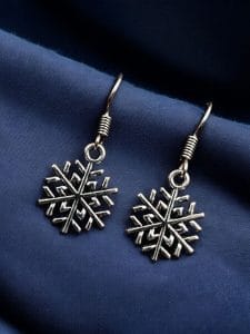 Oxidised Silver Plated Earrings in Snow Design | Best Daily-wear Jewelry