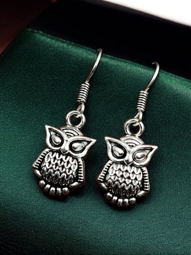Premium Oxidized Owl Earrings | Affordable Silver Plated Dailywear Jewelry