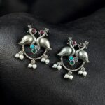 Bulk 278 Antique Oxidised Peacock Stud Earrings | Unique Silver Replica Earring - "Multi"
