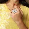 Best Silver Replica Rings | Traditional Square Shape Adjustable Ring For Girls