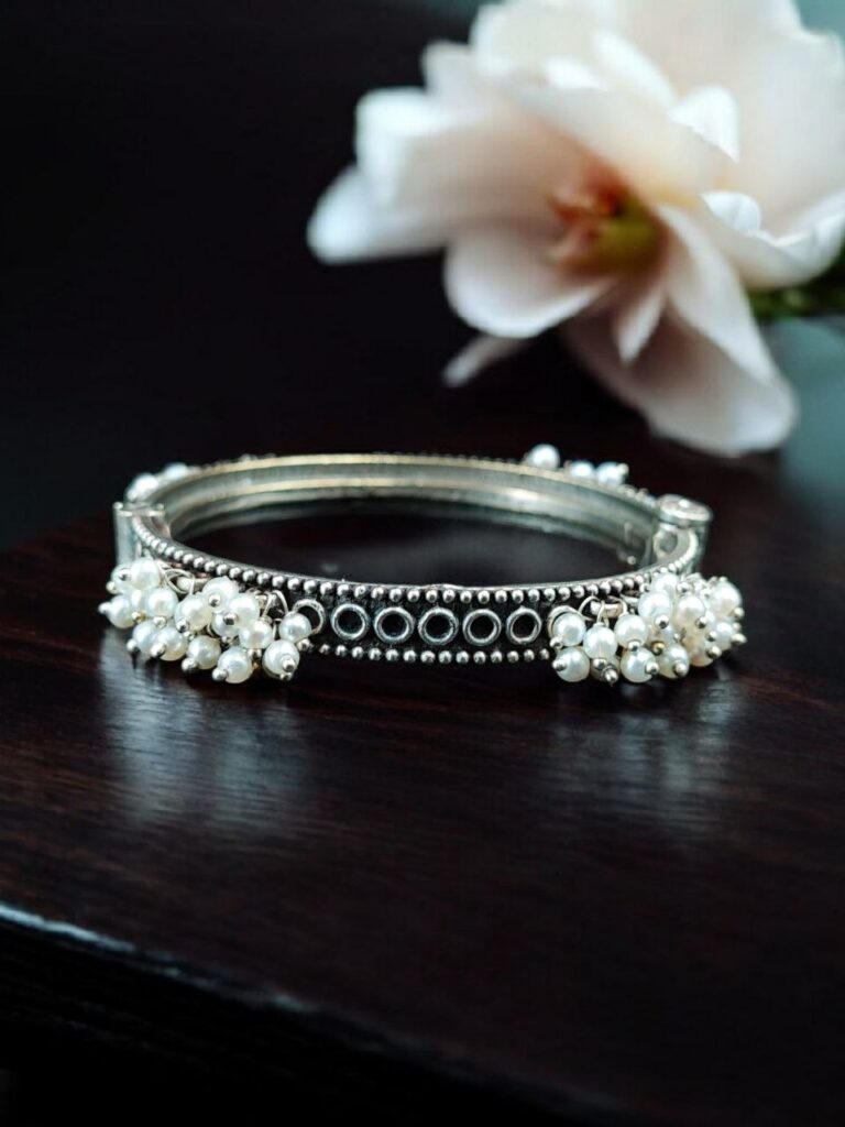 Oxidized Chudiya | Best Openable Bangle | Pearl Work Traditional Look Bracelet
