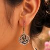 German Silver Flower Design Earrings | Unique Oxidized Hook Style Jewelry 6 German Silver Flower Design Earrings | Unique Oxidized Hook Style Jewelry