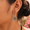 German Silver Flower Design Earrings | Unique Oxidized Hook Style Jewelry 7 German Silver Flower Design Earrings | Unique Oxidized Hook Style Jewelry