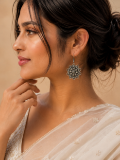 Oxidised Daily Wear Earrings | Affordable German Silver Hook Style Jewelry For Girls
