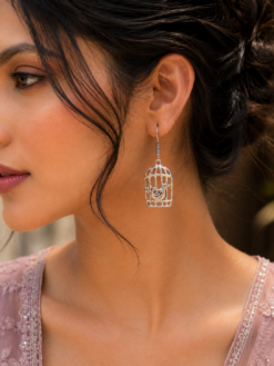 Oxidised Bird Cage Earrings | Best German Silver Hook Style Jewelry