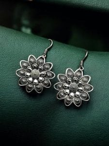 Oxidised Daily Wear Earrings | Affordable German Silver Hook Style Jewelry For Girls