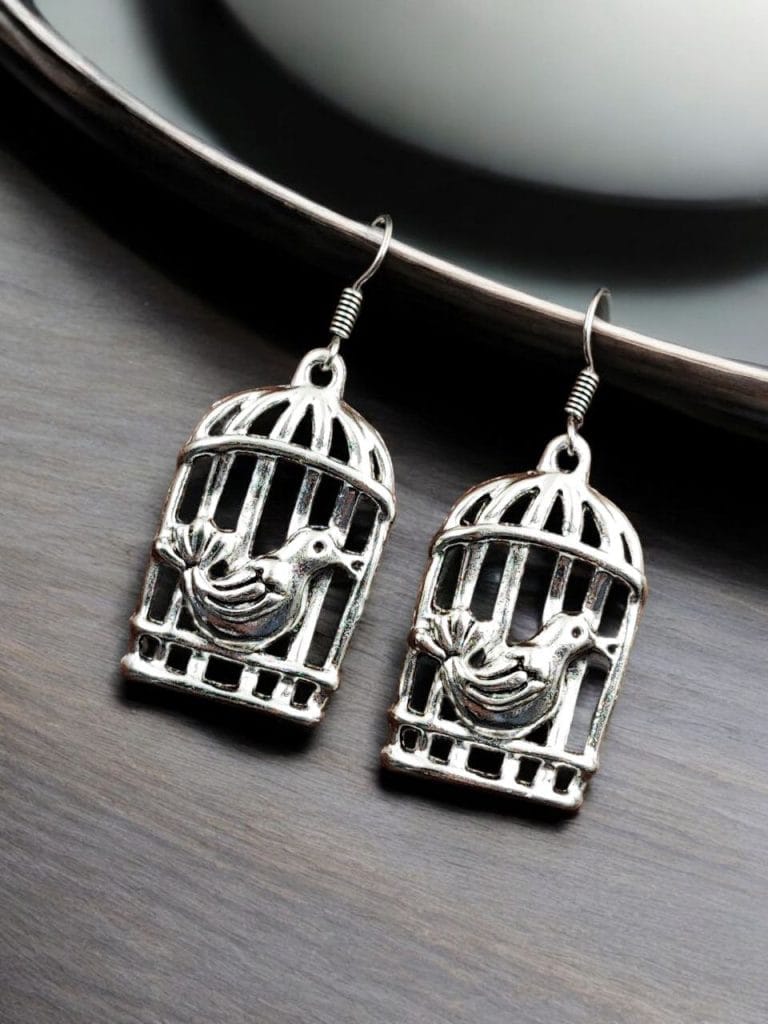 Bulk 912 Oxidised Bird Cage Earrings | Best German Silver Hook Style Jewelry