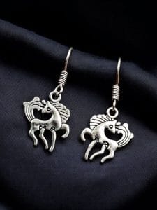 German Silver Designer Horse Earrings | Best Oxidized Daily wear Jewelry For Girls