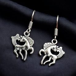 German Silver Designer Horse Earrings | Oxidized Daily wear Jewelry For Girls