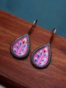 Hand-Painted Earrings | Best Silver Replica Party-Wear Jewelry For Girls - Color: "Babypink"