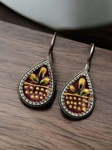Hand-Painted Earrings | Best Silver Replica Party-Wear Jewelry For Girls - Color: "Red"