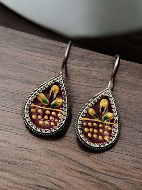 Hand-Painted Earrings | Silver Replica Party-Wear Jewelry For Girls