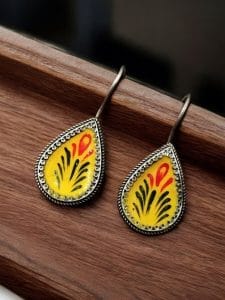 Hand-Painted Earrings | Best Silver Replica Party-Wear Jewelry For Girls - Color: "Yellow"