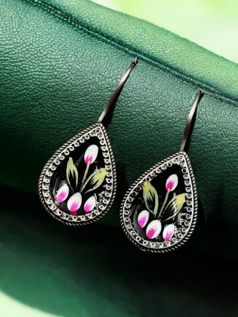 Bulk 900 Hand-Painted Earrings | Best Silver Replica Party-Wear Jewelry For Girls - "Black"