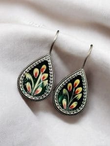 Hand-Painted Earrings | Best Silver Replica Party-Wear Jewelry For Girls - Color: "Green"
