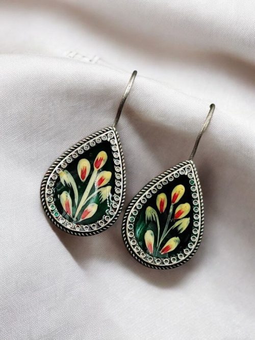 Hand-Painted Earrings | Silver Replica Party-Wear Jewelry For Girls