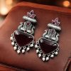 Silver Replica Peacock Studs | Best Elegant Monalisa Stone Earrings For Girls