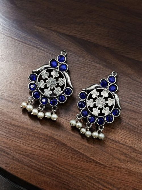 Oxidized German Silver Earrings – Stylish Lightweight Studs Jewelry for Girls