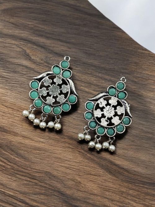 Oxidized German Silver Earrings – Stylish Lightweight Studs Jewelry for Girls
