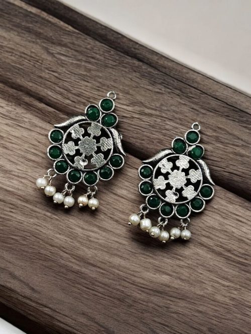 Oxidized German Silver Earrings – Stylish Lightweight Studs Jewelry for Girls