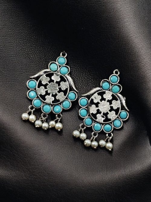 Oxidized German Silver Earrings – Stylish Lightweight Studs Jewelry for Girls