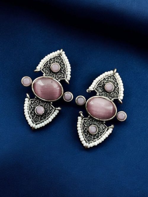Traditional Stone Stud Earrings | Best Unique Antique Pearl Work Stud For Girls