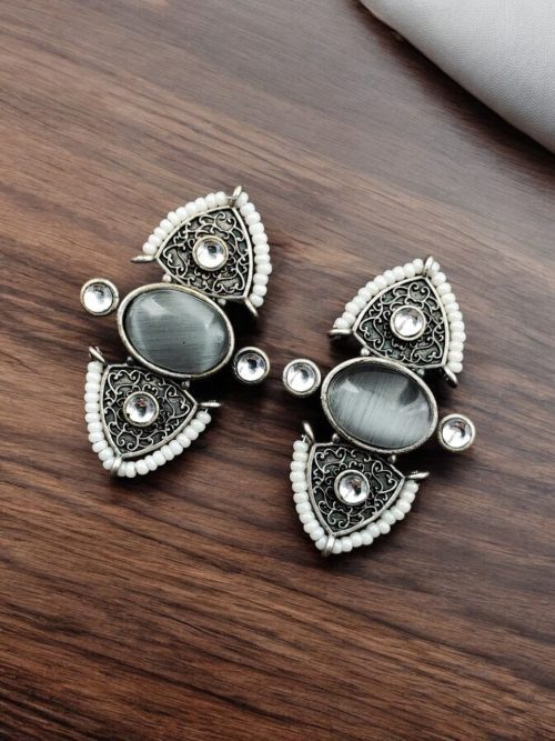 Traditional Stone Stud Earrings | Best Unique Antique Pearl Work Stud For Girls