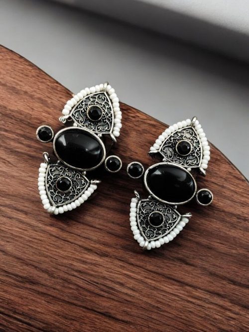 Traditional Stone Stud Earrings | Best Unique Antique Pearl Work Stud For Girls