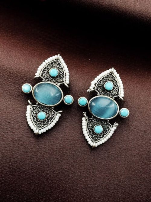 Traditional Stone Stud Earrings | Best Unique Antique Pearl Work Stud For Girls