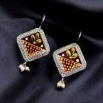 Adorable Silver Replica Earrings for Girls – Tribal Look Hand-Painted Jewelry - "Maroon"