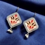 Adorable Silver Replica Earrings for Girls – Tribal Look Hand-Painted Jewelry - "Peach"