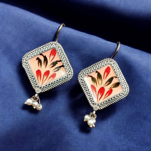 Trible Look Handpainting Jewelry | Adorable Silver Replica Earrings For Girls