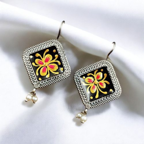 Trible Look Handpainting Jewelry | Adorable Silver Replica Earrings For Girls