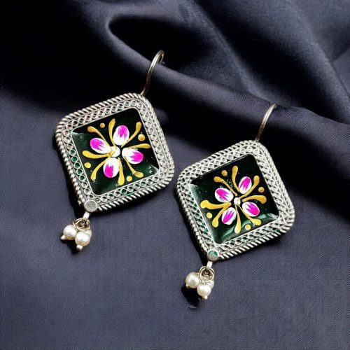 Trible Look Handpainting Jewelry | Adorable Silver Replica Earrings For Girls