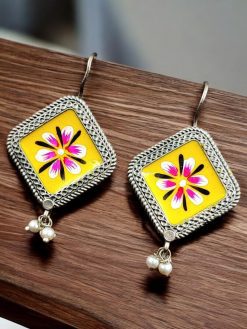Trible Look Handpainting Jewelry | Adorable Silver Replica Earrings For Girls