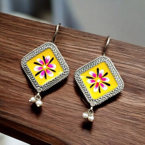 Trible Look Handpainting Jewelry | Adorable Silver Replica Earrings For Girls