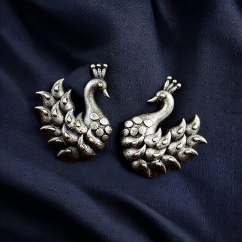 Oxidised Bird Stud Earrings | Antique Silver Look alike Best Sparrow Studs For Girls