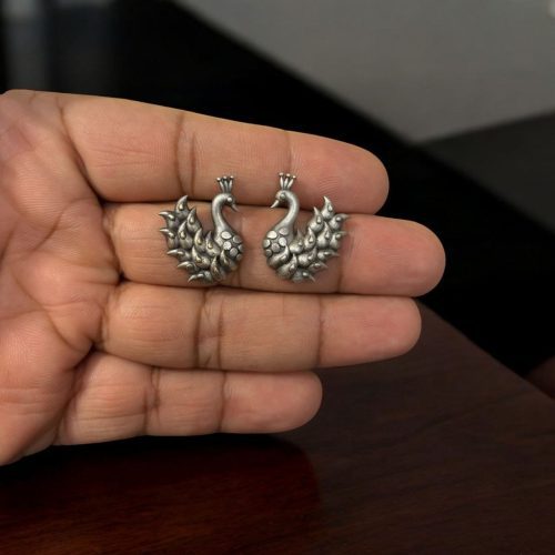 Oxidised Bird Stud Earrings | Antique Silver Look alike Best Sparrow Studs For Girls