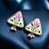 Oxidized Hand-Painted Earrings | Traditional Art on Jewelry in Silver Replica Ornaments